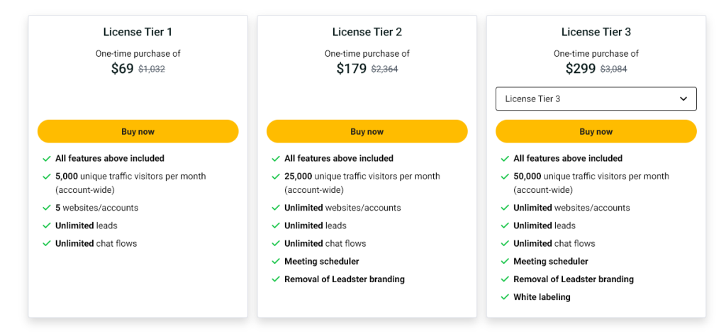 Leadster Lifetime Deal Pricing Plan