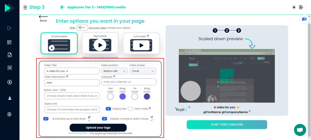 Dynamic Variables and CTA on Video Page