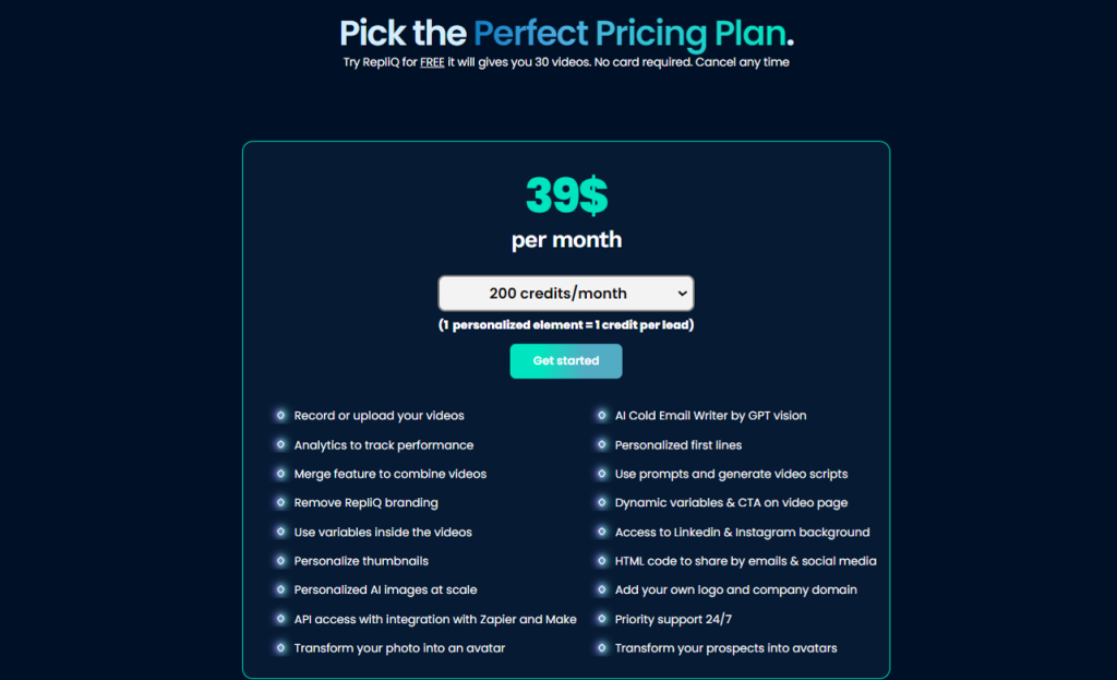 RepliQ Monthly pricing Plan