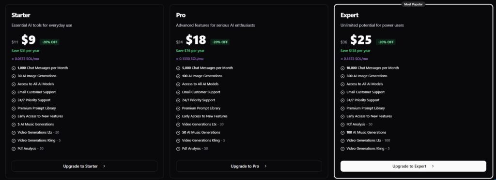 Ninja Tools monthly Pricing Plan
