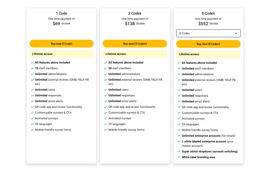 RateMyService Appsumo Pricing Plan