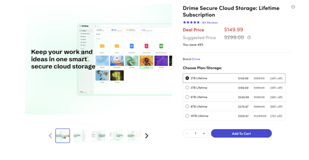Drime Cloud Lifetime Deal pricing Plan